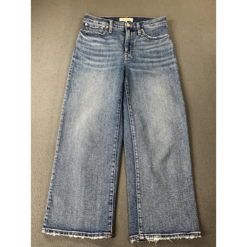 Madewell Jeans Womens 26P Blue Slim Wide-Leg Crop Stretch Light Denim Pants